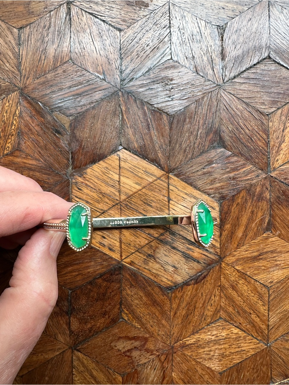Green Double-Ended Stone Cuff Bracelet by Kendra Scott